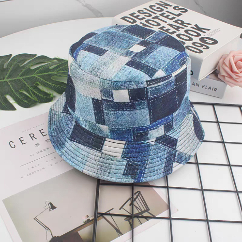 Denim Blue Daily Graphics Print Bucket Hat