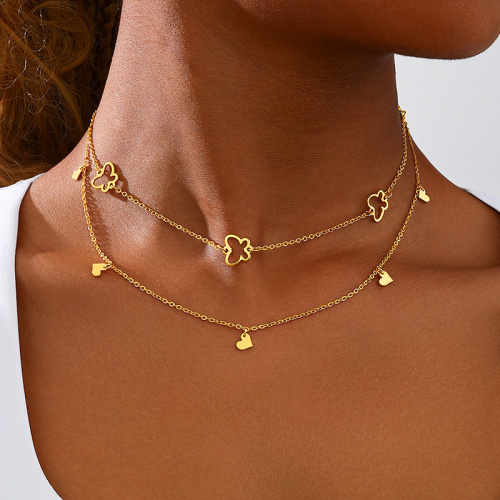 Glod Butterfly Heart Shaped Choker Necklace