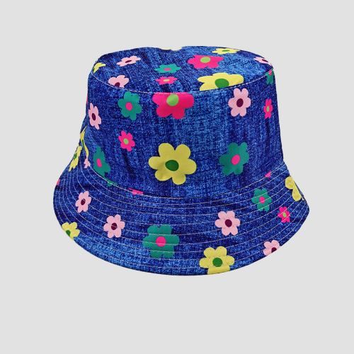 Blue Daily Graphics Print Bucket Hat