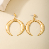 Gold Hoop Ring Circle Golden Crescent Earrings