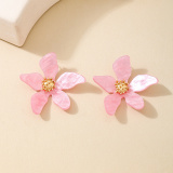 Light Blue Flowers Lower Irregular Five-petal Stud Earrings