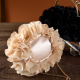 Black Stringy Selvedge Ruffled Velvet Handbag