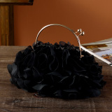 Black Stringy Selvedge Ruffled Velvet Handbag