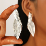 Gold Casual Leaf Shape Drop Earrings