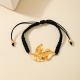 Gold Bohemian Beaded Heart Shaped Leaves Metal Accessories Trim Bracelets Three Piece Set