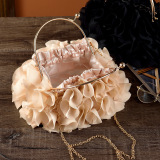 Black Stringy Selvedge Ruffled Velvet Handbag