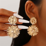 Gold Casual Leaf Petal Drop Earrings