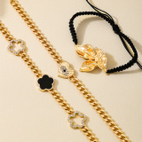 Gold Bohemian Beaded Heart Shaped Leaves Metal Accessories Trim Bracelets Three Piece Set