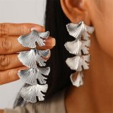 Gold Casual Leaf Petal Drop Earrings