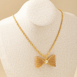 Gold Party Bow Chains Pendant Necklace