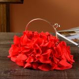 Black Stringy Selvedge Ruffled Velvet Handbag
