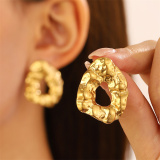 Gold Daily Irregular Geometric Chunky Stud Earrings