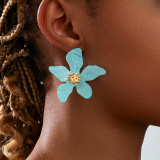 Light Blue Flowers Lower Irregular Five-petal Stud Earrings