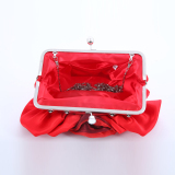 Red Rose Flower Shape Design Satin Handbag