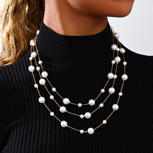 White Pearls Decor Beaded Necklace