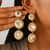 Gold Casual Leaf Petal Drop Earrings
