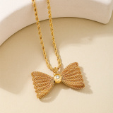 Gold Party Bow Chains Pendant Necklace