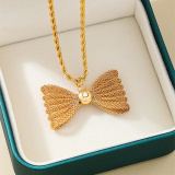 Gold Party Bow Chains Pendant Necklace
