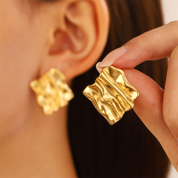Gold Daily Irregular Geometric Chunky Stud Earrings