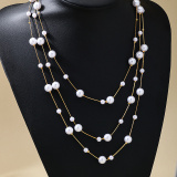 White Pearls Decor Beaded Necklace