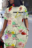 White Casual Graphics Print O Neck Short Sleeve Oversize T Shirt And Shorts Two Pieces Matching Sets
