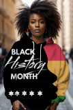 Black Figure Letter Print Long Sleeve Fall Winter Casual Plus Size Hooded Sweatshirts