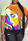 Black Casual Figure Print O Neck Short Sleeve Oversize T-Shirts