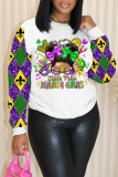 Purple Gold Casual Graphics Print O Neck Long Sleeve Fall Winter Sweatshirt