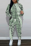 Light Bue Graphics Print Long Sleeve Hooded Sweatshirts and Drawstring Pants Two Pieces Sportwear Casual Sweatsuits Sets