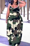 Multicolor Graphics Print Sleeveless Backless Spaghetti Strap Floor Length Vacation Baggy Sundress Maxi Slip Dress