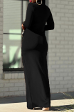 Brown Turtleneck Long Sleeve Front Slit Formal Evening Party Prom Ruched Bodycon Maxi Dresses