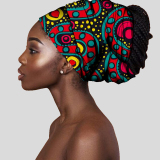 Blue African Print Satin Head Wrap Casual Headkerchief Accessories