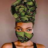 Purple Orange Casual Patterned Print Head Wrap And Face Mask Two-piece Set