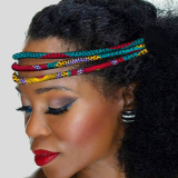 Orange Blue Casual African-Inspired Colorful Print Fabric Hairband