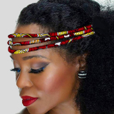 Orange Blue Casual African-Inspired Colorful Print Fabric Hairband