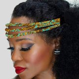 Gold Casual African-Inspired Colorful Print Fabric Hairband