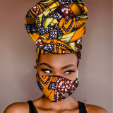 Purple Casual Patterned Print Head Wrap And Face Mask Two-piece Set