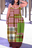 Multicolor Graphics Print Sleeveless Backless Spaghetti Strap Floor Length Vacation Baggy Sundress Maxi Slip Dress