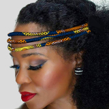 Orange Blue Casual African-Inspired Colorful Print Fabric Hairband