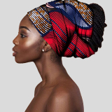 Orange African Print Satin Head Wrap Casual Headkerchief Accessories
