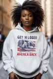 White Red Letter Print Long Sleeve Loose Fall Winter Hooded Sweatshit