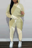 Dark Khaki Graphics Print Long Sleeve Hooded Sweatshirts And Drawstring Pants Two Pieces Sportwear Casual Sweatsuits Sets