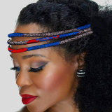 Orange Blue Casual African-Inspired Colorful Print Fabric Hairband