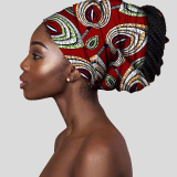 Orange African Print Satin Head Wrap Casual Headkerchief Accessories