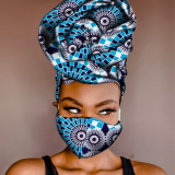 Purple Casual Patterned Print Head Wrap And Face Mask Two-piece Set