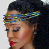 Gold Casual African-Inspired Colorful Print Fabric Hairband