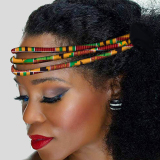 Gold Casual African-Inspired Colorful Print Fabric Hairband