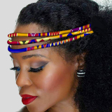 Gold Casual African-Inspired Colorful Print Fabric Hairband