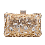 Dark Green Prom Rhinestone Flowers PU Handbags Clutch Purse