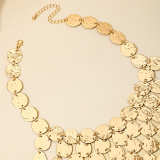 Glod Leopard Layered Dangling Chains Sequined Necklaces